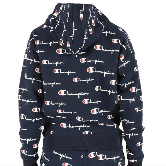 Champion Reverse Weave All Over Logo Print Pullover Hoodie Sweatshirt Size S - Picture 5 of 8